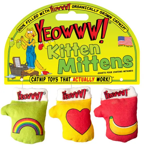 Yeowww! Catnip Kitten Mittens 3-Pack Cat Toy 1
