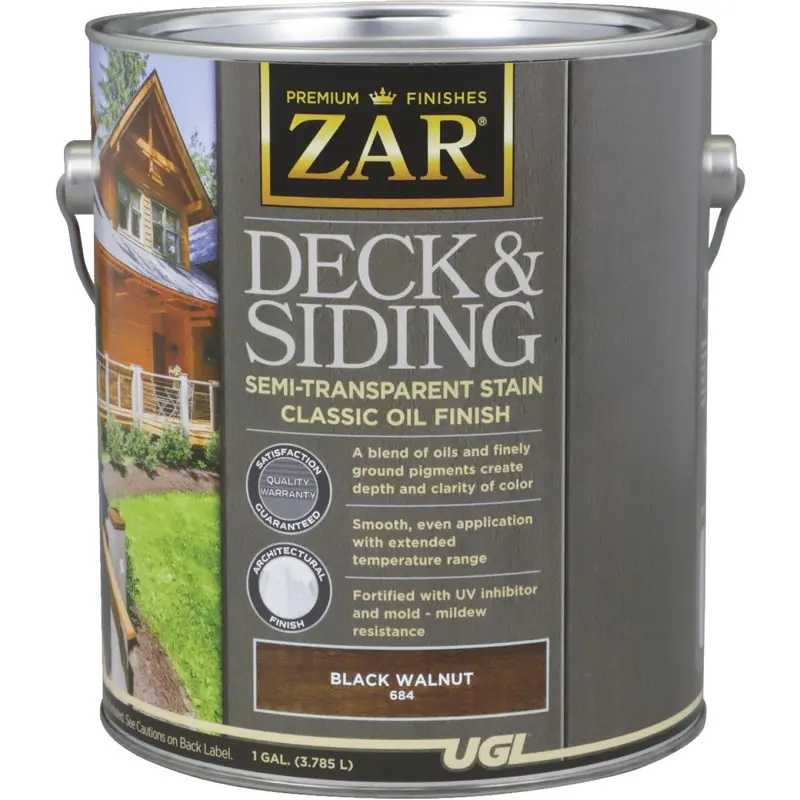 Zar Semi-Transparent Deck And Siding Stain, Black Walnut, Gallon 1