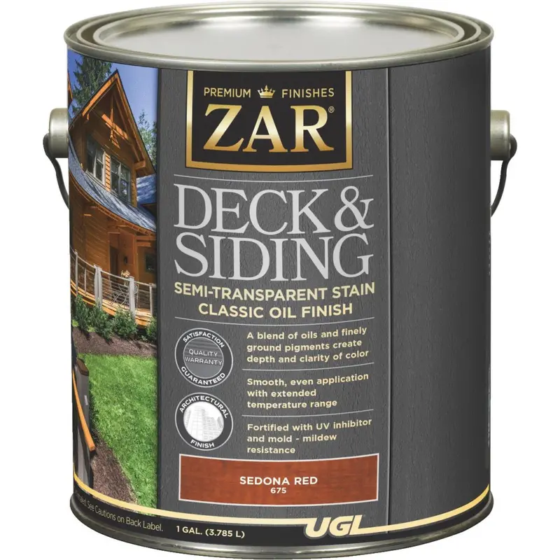 Zar Semi-Transparent Deck And Siding Stain, Sedona Red, Gallon 1