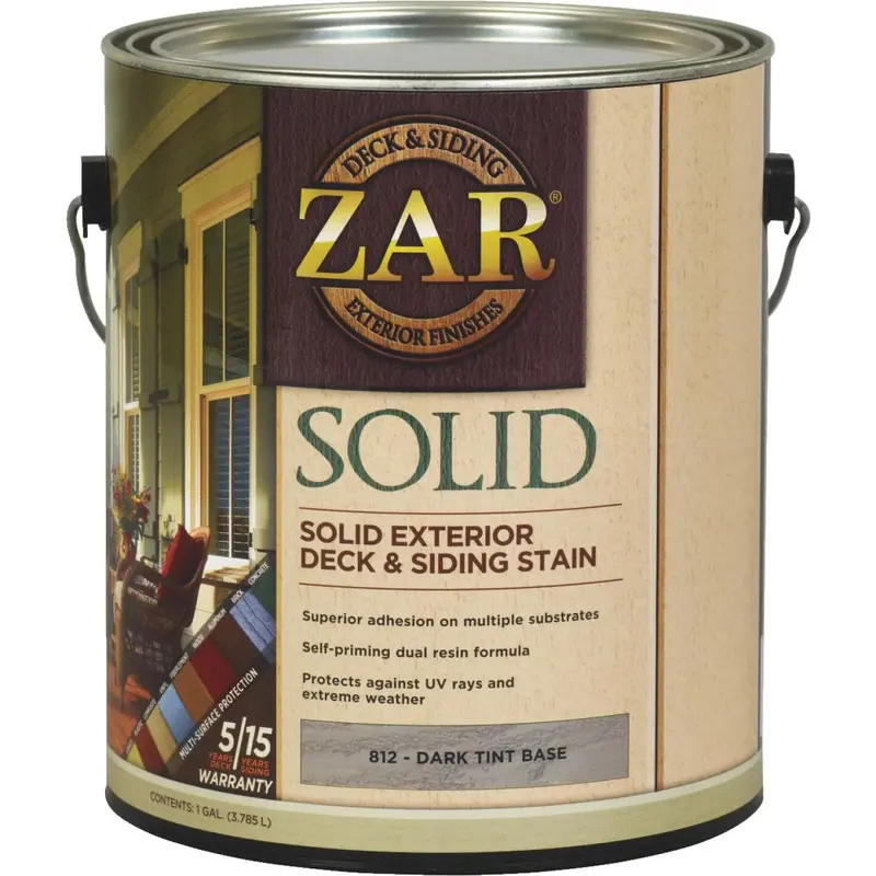 Zar Solid Deck & Siding Stain, Dark Tint Base, 1 Gal. 1