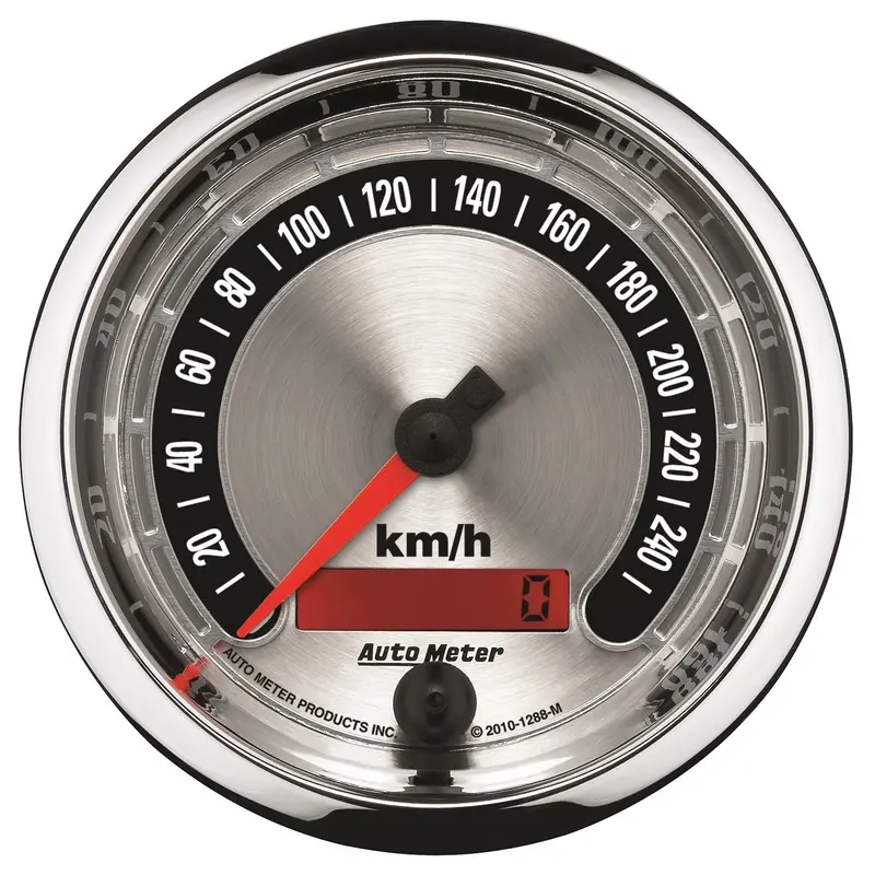 Autometer Programmable Electric Speedometer – 3-3/8" Dial, 260 Km/H Range, American Muscle Style (1288-M) 1
