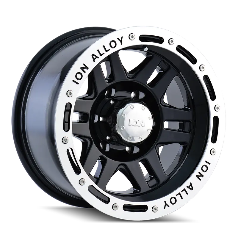 Ion 133-6883B 16X8 Black & Machined Lip Wheel – 6X139.7 Bolt Pattern, -5Mm Offset, 108Mm Hub Bore 1