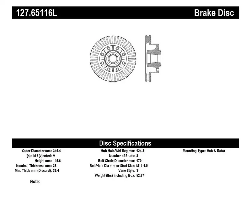 Stoptech 127.65116L Front Left Sport Brake Rotor – Drilled & Slotted Design 1