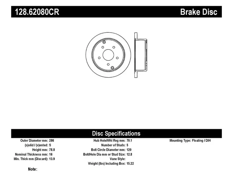 Stoptech 128.62080Cr Cryo-Treated Cross-Drilled Rear Right Brake Rotor – Sport Series 1
