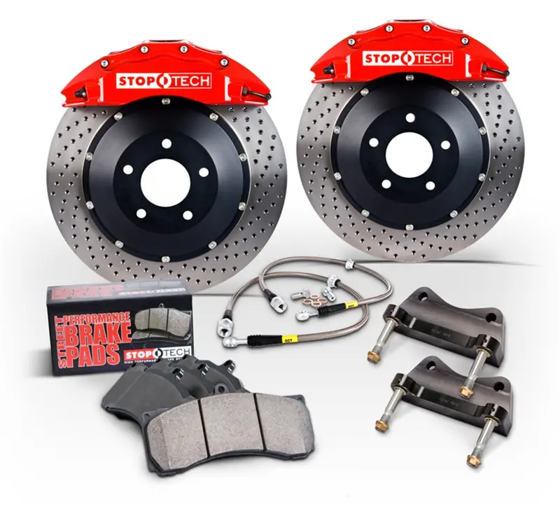 Stoptech 83.B38.0058.R2 Stoptech Trophy Sport Big Brake Kit; Silver Caliper; Drilled 2 Pc. Rotor; Rear 1
