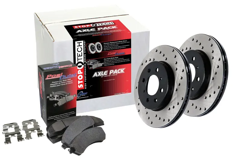 Stoptech 939.33063 Drilled Front Brake Kit – Street-Optimized Axle Pack 1