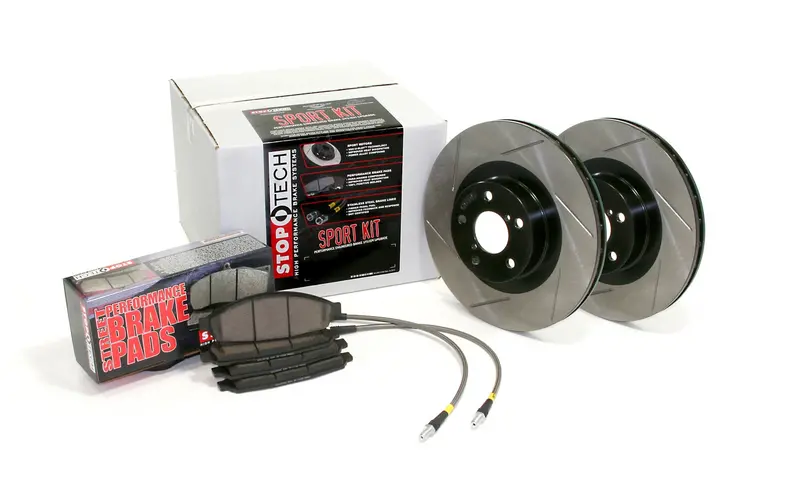 Stoptech Sport Rear Brake Kit – Slotted Rotors, Brake Lines, And Axle Pack 1