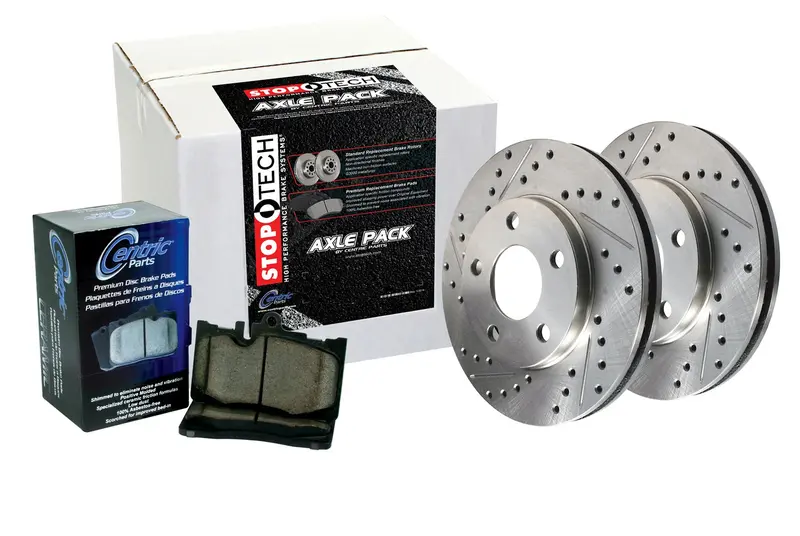 Stoptech Sport Front Brake Kit – Slotted & Drilled Rotors With Stainless Steel Brake Lines 1